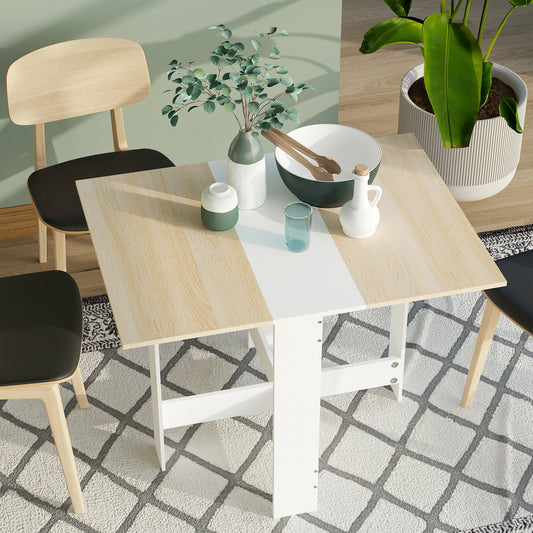 HOMCOM Wooden Folding Dining Table Writing Computer Desk PC Workstation Space Saving Home Office Oak & White