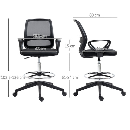 Vinsetto Ergonomic Mesh Back Drafting Chair Tall Office Chair with Adjustable Height and Footrest 360° Swivel