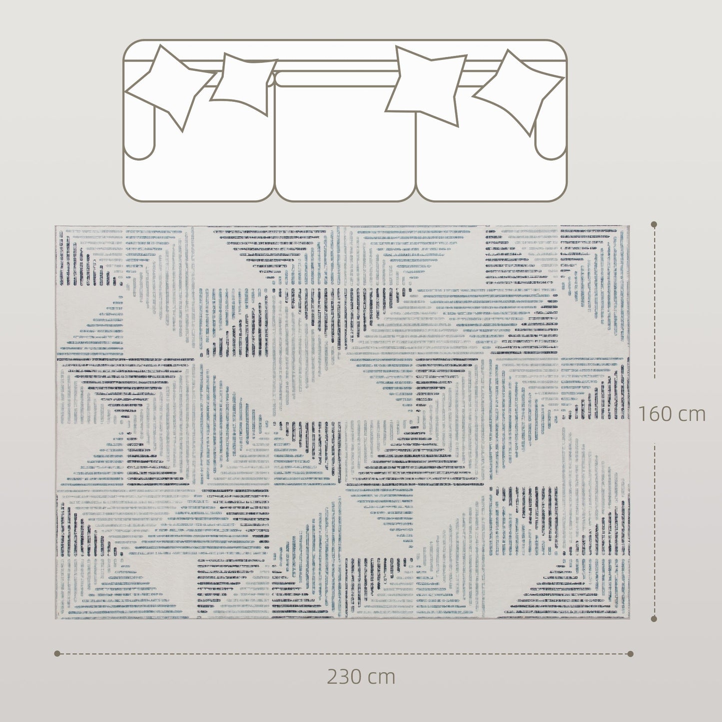 HOMCOM Modern Area Rug, Geometric Pattern Non-Slip Washable Rug, Soft Floor Carpet for Living Room, Bedroom, Dining Room, Home Office, 230 x 160 cm, Multi-Coloured