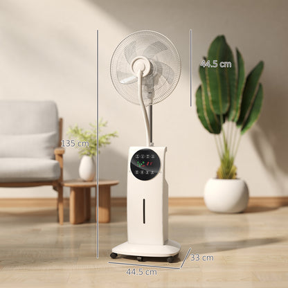 HOMCOM 135cm Pedestal Fan with Water Mist Spray Humidifying Misting Fan, White