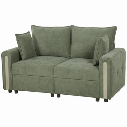 HOMCOM 2 Seater Sofa with Lift-Up Storage, 168 cm Comfy Velvet Small Couch with Wide Deep Seat, Plush Backrest, Thick Padding, 2 Pillows, Loveseat for Living Room, Home Office, Dark Green