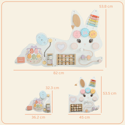 AIYAPLAY Easter Bunny Busy Board Panels, Montessori Wall-Mounted Toddler Learning Activity Centre for Living Room Kids Room White