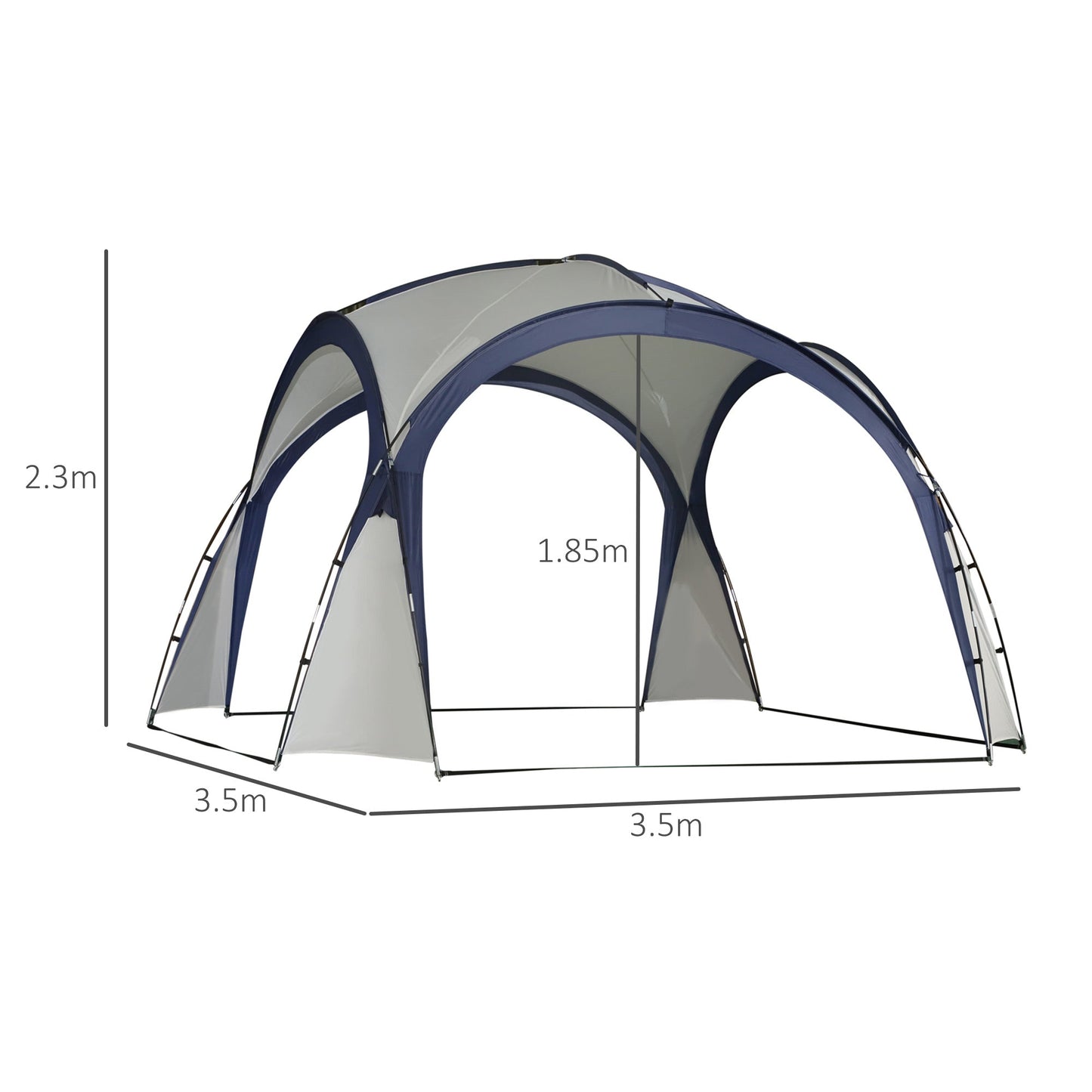 Outsunny 3.5 x 3.5M Gazebo Marquee Tent Outdoor Tarp Shelter Garden Party Event Shelter Patio Spire Arc Pavilion Camp Sun Shade, Cream and Blue