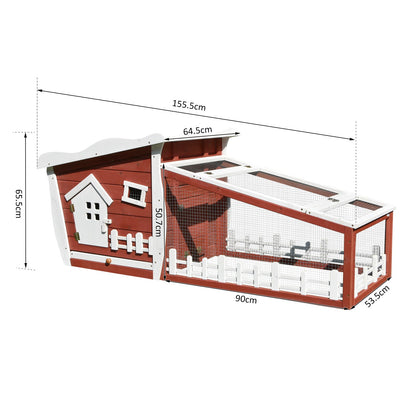 PawHut Rabbits Outdoor Fir Wood Guinea Pigs Hutches w/ Ramp Wine-Brown