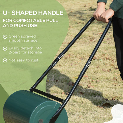 Outsunny 30 L Heavy Duty Water Or Sand Filled Φ30cm Garden Steel Lawn Roller Drum - Green