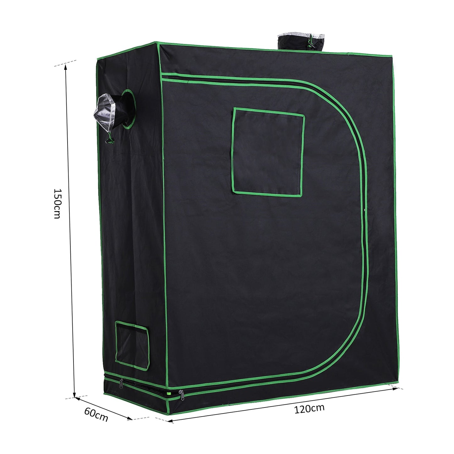 Outsunny Grow Tent odblaskowy Mylar Hydroponiczny z regulowanymi otworami wentylacyjnymi i tacką podłogową do uprawy roślin w pomieszczeniach, 120 x 60 x 150 cm (47" x 23,5" szer. x 59")