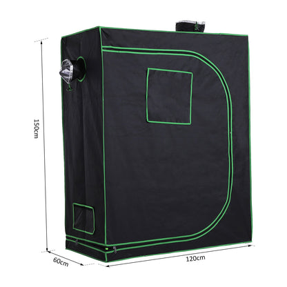 Outsunny Grow Tent odblaskowy Mylar Hydroponiczny z regulowanymi otworami wentylacyjnymi i tacką podłogową do uprawy roślin w pomieszczeniach, 120 x 60 x 150 cm (47" x 23,5" szer. x 59")