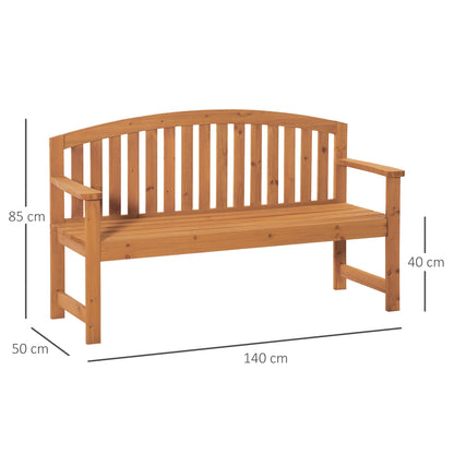 Outsunny 3 Seater Wooden Garden Bench with Armrest, Outdoor Furniture for Park, Balcony, Orange