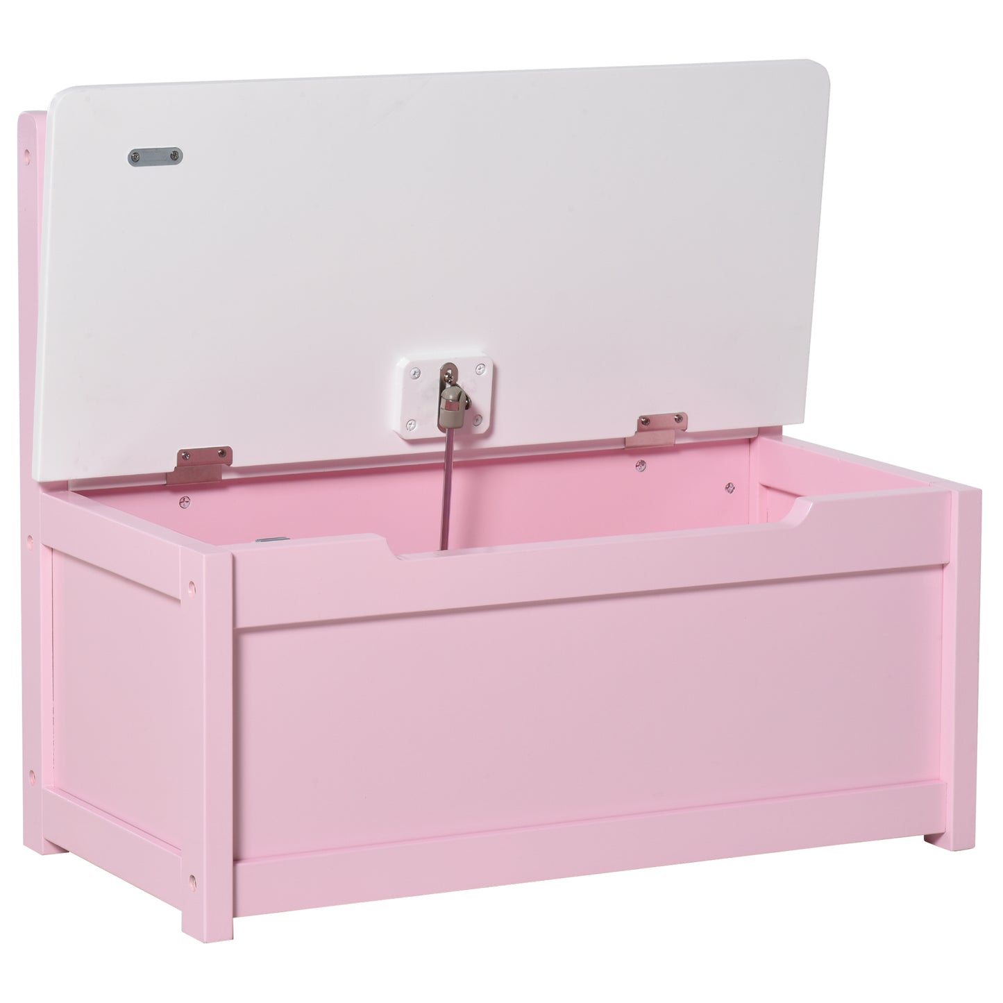 HOMCOM 2 In 1 Wooden Toy Box, Seat Storage Bench, Storage Chest Cabinet Organiser, with Safety Pneumatic Rod