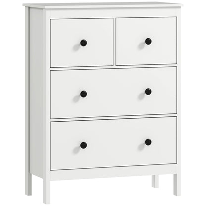HOMCOM Modern Chest of Drawers, 4 Drawer Dresser Clothes Storage Organiser for Living Room, Hallway, Entryway, White