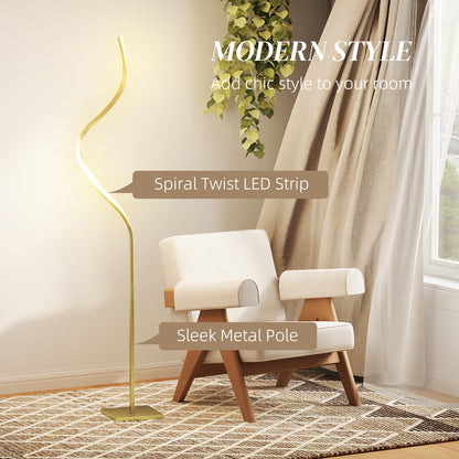 Lampa podłogowa LED HOMCOM z 3 regulowanymi poziomami jasności, nowoczesna lampa stojąca z możliwością ściemniania i przełącznikiem nożnym do sypialni, salonu, w odcieniu złota