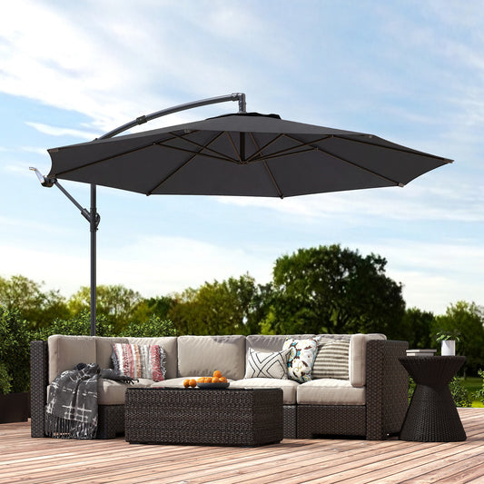 Outsunny 3 m Overhanging Cantilever Parasol in Black, image 2