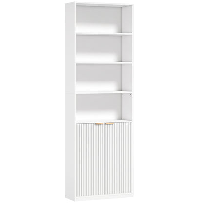 HOMCOM Bookcase Adjustable Shelf Bookshelf Anti-Tip Hardware 6-Tier, White