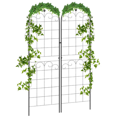 مجموعة من 2 من تعريشات معدنية من Outsunny، تعريشة حديقة لدعم النباتات المتسلقة، تصميم زهور