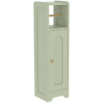 HOMCOM Small Bathroom Storage Cabinet with Toilet Roll Holder - Light Green