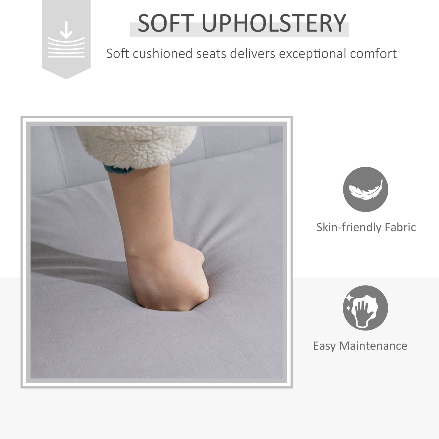 HOMCOM Velvet 2 Seater Sofa, Button Tufted Wingback Loveseat with Rubber Wood Legs for Living Room, Bedroom, Grey