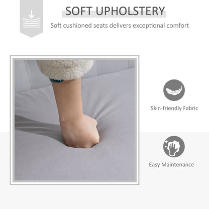 HOMCOM Velvet 2 Seater Sofa, Button Tufted Wingback Loveseat with Rubber Wood Legs for Living Room, Bedroom, Grey