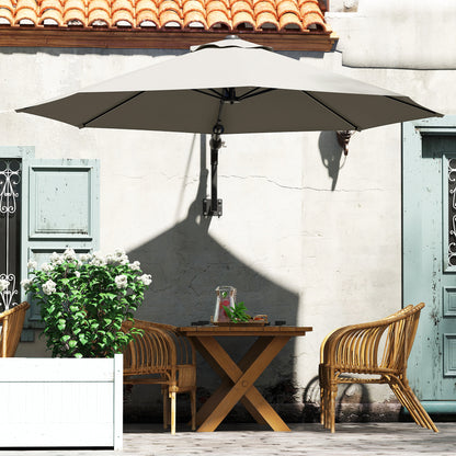 Outsunny 3(m) Parasol ścienny z uchwytem - jasnoszary