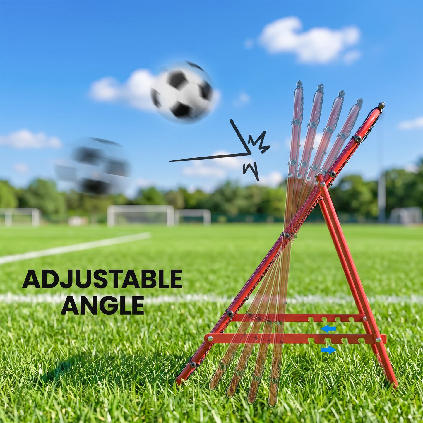 HOMCOM Adjustable Rebounder Net Kickback Target Goal for Teens Adults Training, Red