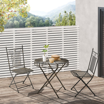 Outsunny 3 Piece Garden Bistro Set with 2 Folding Chairs and 1 Folding Table, Metal Frame for Lawn, Backyard and Porch, Bronze