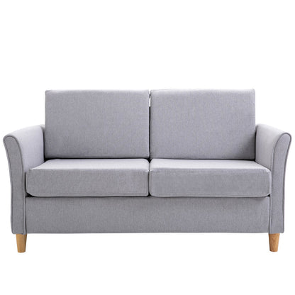 HOMCOM Two-Seater Linen-Look Sofa - Grey