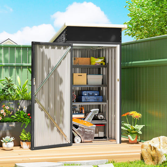 Outsunny Outdoor Storage Shed with Sloping Roof in Dark Grey, image 2
