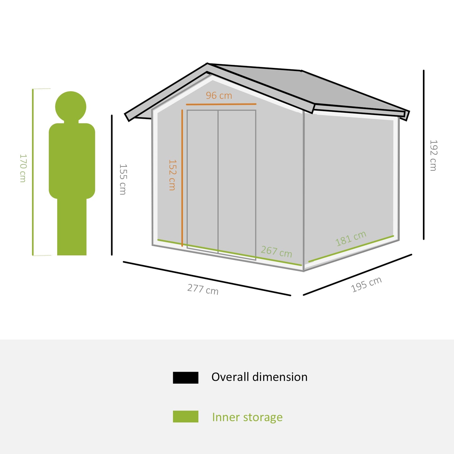 9 x 6FT Outdoor Garden Roofed Metal Storage Shed Tool Box with Foundation Ventilation & Doors, Dark Grey