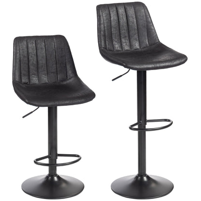 HOMCOM Set of 2 Leathaire Tub Bar Stools - Black