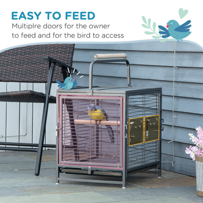 PawHut Parrot Cage, Travel Carry Pet Bird Cage, with Metal Handle