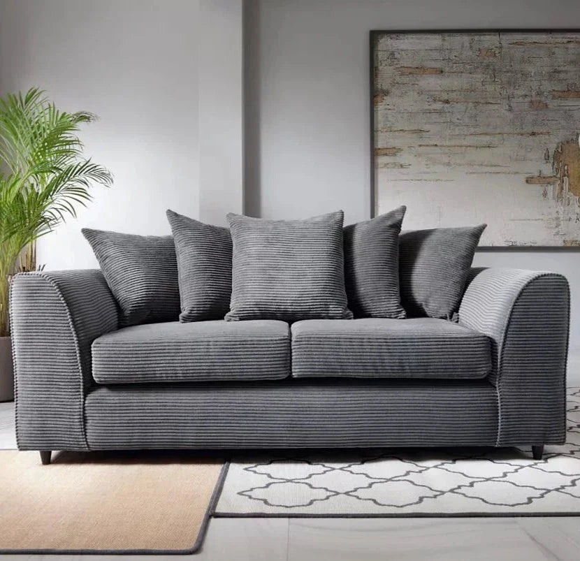 Jasmine Jumbo Cord 3 Seater Sofa in Grey