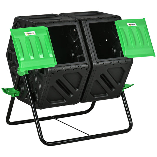 Kompostownik dwukomorowy Outsunny 130L – czarny