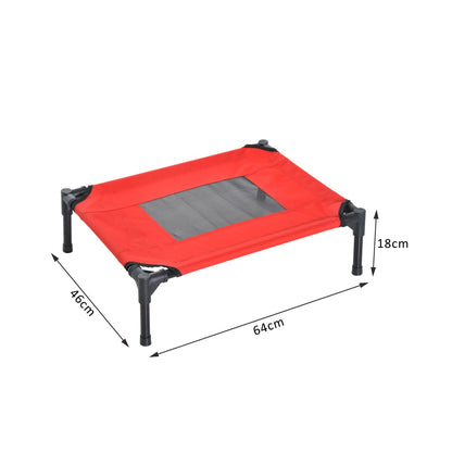 PawHut Elevated Pet Bed Portable Camping Raised Dog Bed w/ Metal Frame Black and Red (Small)