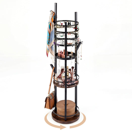 Jewelry Organizer Stand in Rustic Brown