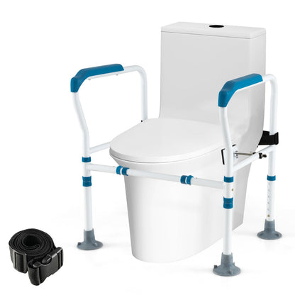 Toilet Safety Rail with Adjustable Height for Elderly-Blue