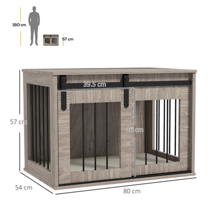 PawHut Dog Crate Furniture with Removable Cushion for Medium Dogs, 80 x 54 x 57cm - Brown