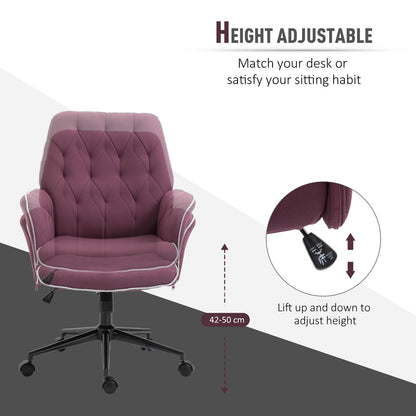 Vinsetto Office Desk Chair, Spandex Fabric Vanity Chair with Adjustable Height, Armrest, Swivel Chair for Home, Purple