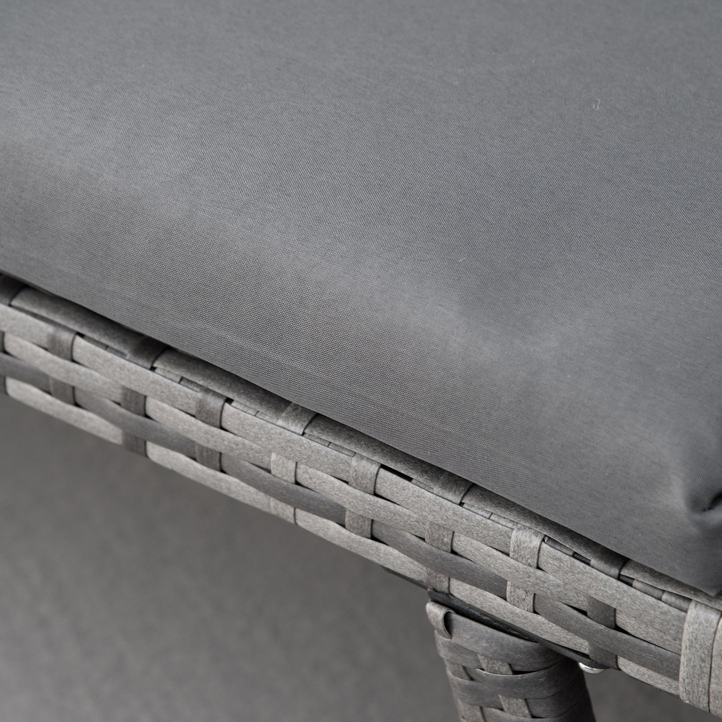 Sofa Outsunny 2-osobowa z rattanu z poduszkami, 2-w-1 z rattanu PE z podłokietnikami lewostronnymi w górę lub w dół, ogrodowa leżanka dwuosobowa na zewnątrz, patio, mieszany szary