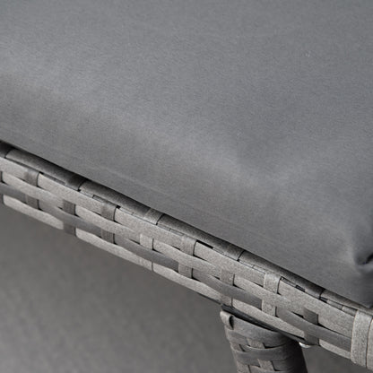Sofa Outsunny 2-osobowa z rattanu z poduszkami, 2-w-1 z rattanu PE z podłokietnikami lewostronnymi w górę lub w dół, ogrodowa leżanka dwuosobowa na zewnątrz, patio, mieszany szary
