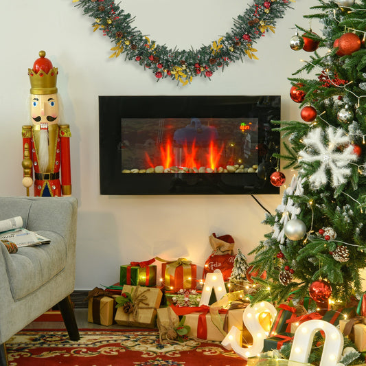 HOMCOM 1000W/2000W Electric Wall Fireplace w/ LED Flame Effect Timer Remote Sleek Stylish Safe Home Heating 20-25_