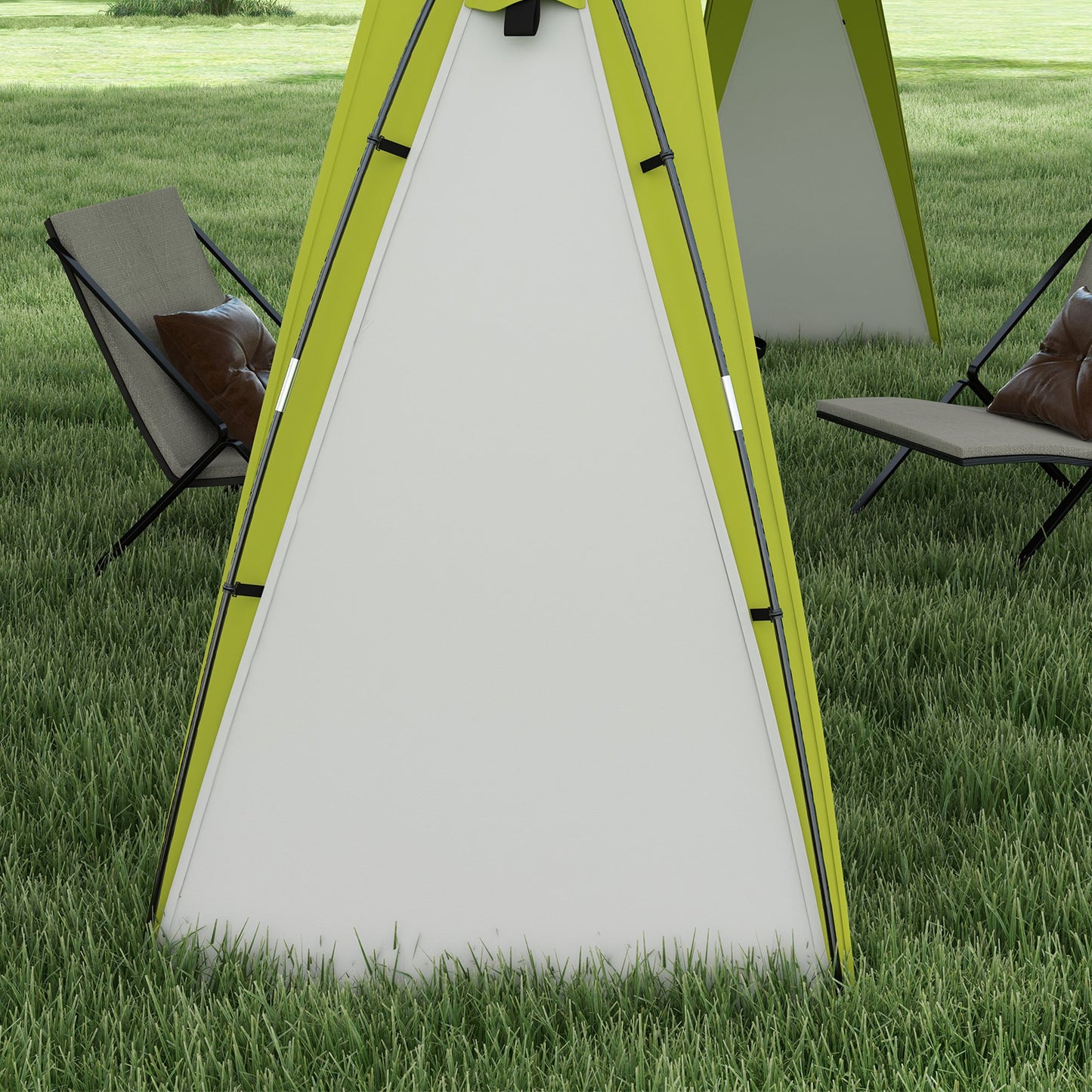 Outsunny 3.5 x 3.5M 6-8 Person Camping Gazebo, Outdoor Event Shelter Dome Tent Garden Sun Shelter Patio Spire Arc Pavilion Camp Sun Shade, Green