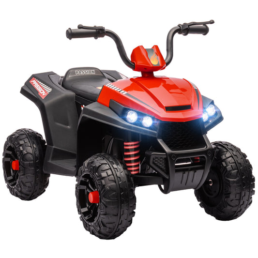 AIYAPLAY 12V Dziecięcy Elektryczny Quad z Systemem Zawieszenia Sprężynowego, Do Przodu, Do Tyłu, Światło LED, Muzyka, MP3, Czerwony