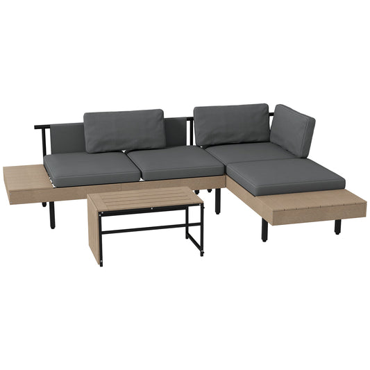 Outsunny Three-Piece 'L' Garden Sofa Set - Grey