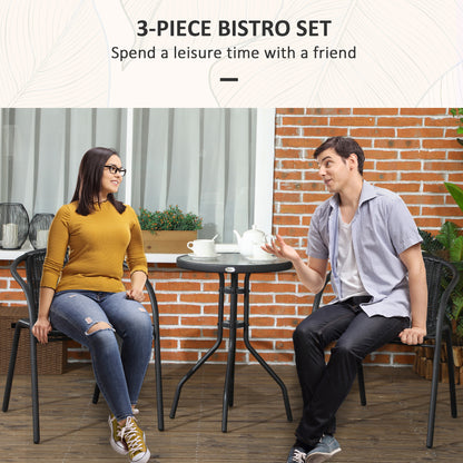 Outsunny 3-częściowy zestaw bistro z rattanu - czarny