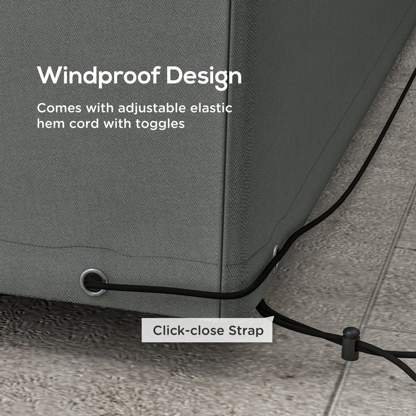 Outsunny Outdoor Garden Furniture Cover Waterproof, Anti-UV 600D Heavy Duty Oxford Fabric Patio Furniture Cover for Rectangular Sofa Table Set, Dark Grey, 245 x 165 x 66 cm