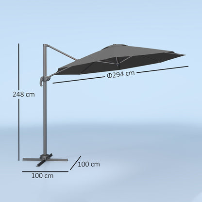 Outsunny 3 x 3m Overhanging Cantilever Parasol - Black