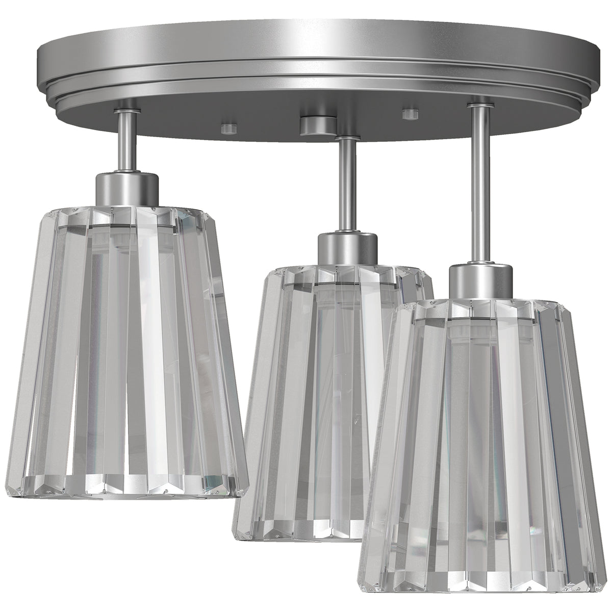 HOMCOM 3-Light Crystal Glass Ceiling Light, 40W, 3 E27 Sockets, Dual Mounting, Bulb Not Included, Silver