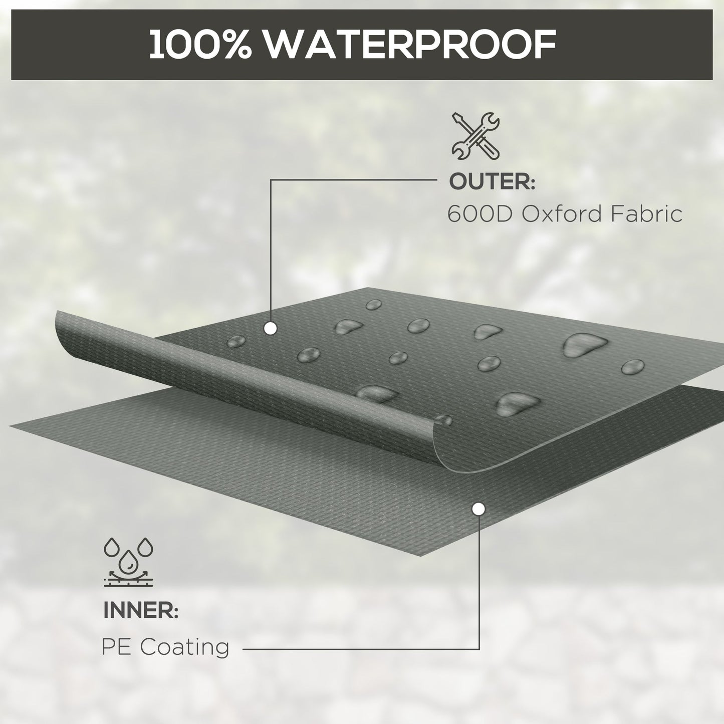 Outsunny Outdoor Garden Furniture Cover Waterproof, Anti-UV 600D Heavy Duty Oxford Fabric Patio Furniture Cover for Rectangular Sofa Table Set, Dark Grey, 245 x 165 x 66 cm