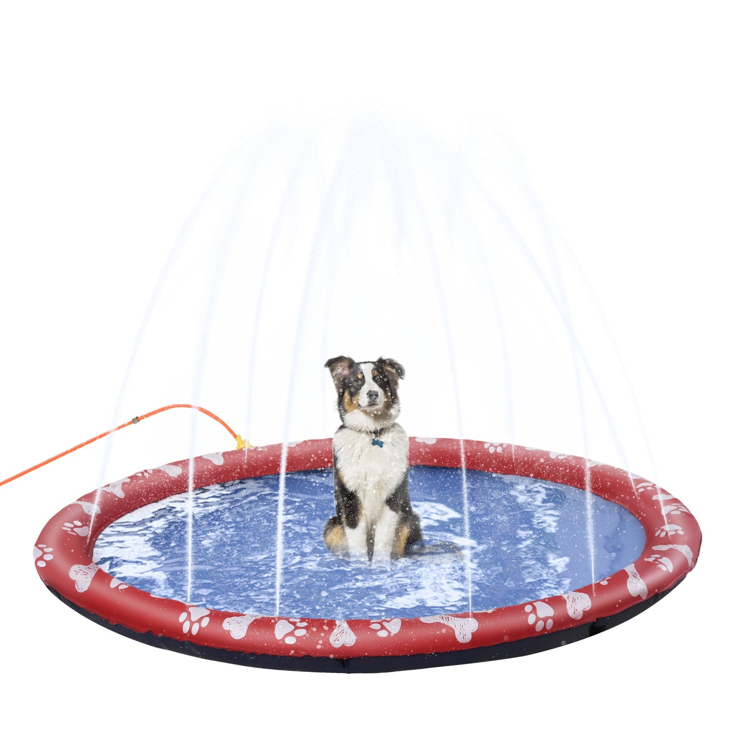 بساط رش PawHut Splash Pad Sprinkler للحيوانات الأليفة والكلاب وحمام السباحة وحصيرة الألعاب المائية في الهواء الطلق