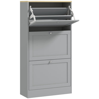 HOMCOM Modern Compact Three-Drawer Shoe Storage Cabinet - Grey