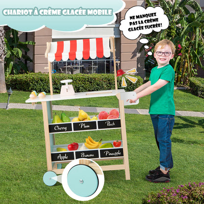 Wooden Pretend Play Kids Grocery Store with Chalkboard-Red